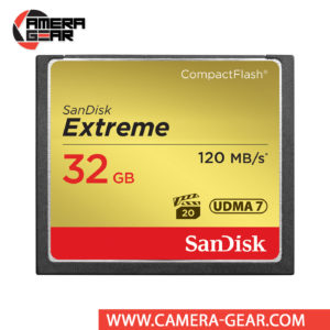 SanDisk 32GB Extreme CompactFlash Memory Card provides a combination of performance, reliability and value. Its provides up to 120MB/s read speed and up to 85MB/s write speed including UDMA-7 support