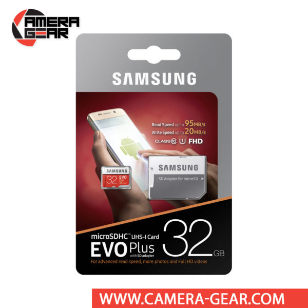Samsung 32GB EVO Plus UHS-I microSDXC Memory Card with SD Adapter is very affordable microSD card for tablets, mobile phones, action and digital cameras