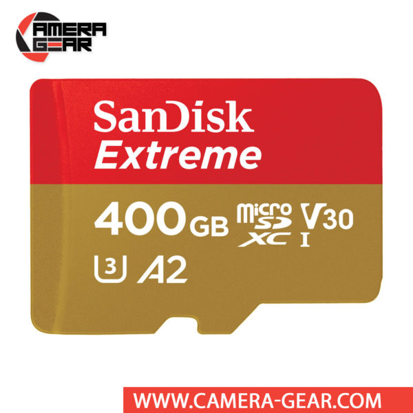 SanDisk 400GB Extreme UHS-I microSDXC Memory Card with SD Adapter is designed to provide plenty of storage for tablets, faster app boots for Android smartphones, capturing fast-action photos with action cameras, and recording 4K UHD video with drones