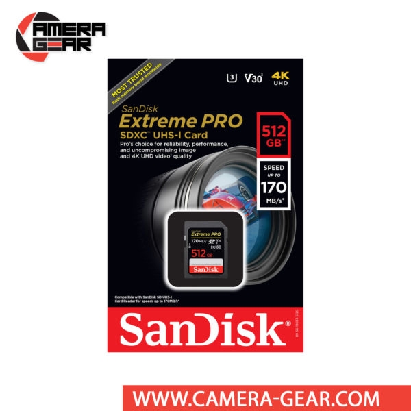 SanDisk 512GB Extreme PRO UHS-I SDXC Memory Card is the most powerful SD UHS-I memory card yet delivers performance that elevates your creativity