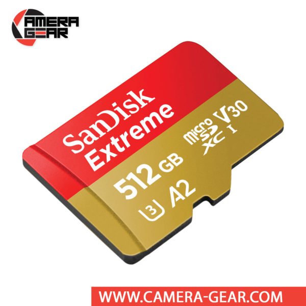 SanDisk 512GB Extreme UHS-I microSDXC Memory Card with SD Adapter is designed to provide plenty of storage for tablets, faster app boots for Android smartphones, capturing fast-action photos with action cameras, and recording 4K UHD video with drones