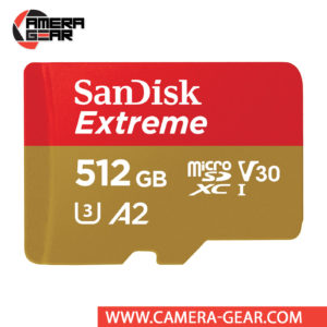 SanDisk 512GB Extreme UHS-I microSDXC Memory Card with SD Adapter is designed to provide plenty of storage for tablets, faster app boots for Android smartphones, capturing fast-action photos with action cameras, and recording 4K UHD video with drones