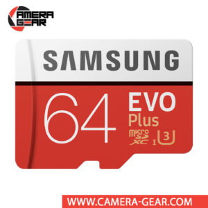 Samsung 64GB EVO Plus UHS-I microSDXC Memory Card with SD Adapter is a very fast micro SD card. The EVO+ 64GB has been rated for read and write speeds of up to 100/60 MB/s respectively. Evo+ 64GB is a great choice for digital and action cameras, tablets and mobile phones.