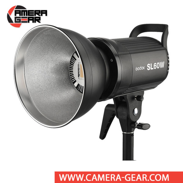 Godox SL-60W LED Video Light is a 60W LED continuous light with 5600K color temperature and Bowens S mount. Godox SL-60W has excellent performance, solid build quality, great reputation, and low price tag. 