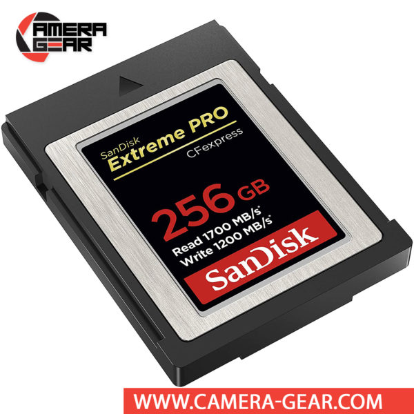 SanDisk 256GB Extreme PRO CFexpress Card Type B is designed to deliver speeds necessary for working with smooth, raw 4K video captures. Sandisk's Extreme Pro CFexpress card set a new benchmark in memory card performance.