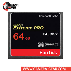 SanDisk 64GB Extreme Pro CompactFlash Memory Card is the highest performance option in the SanDisk CompactFlash card line. It provides up to 160MB/s read speed and up to 150MB/s write speed including UDMA-7 support