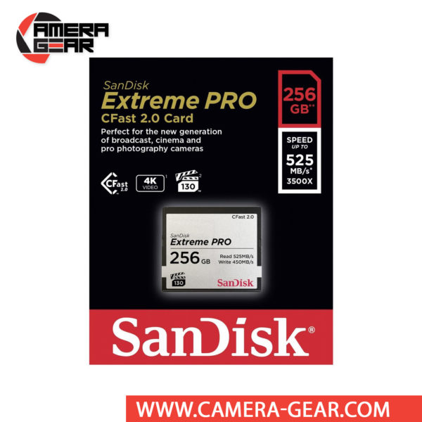 SanDisk 256GB Extreme PRO CFast 2.0 Memory Card combines the speed, capacity, and performance needed to record uninterrupted DCI 4K video