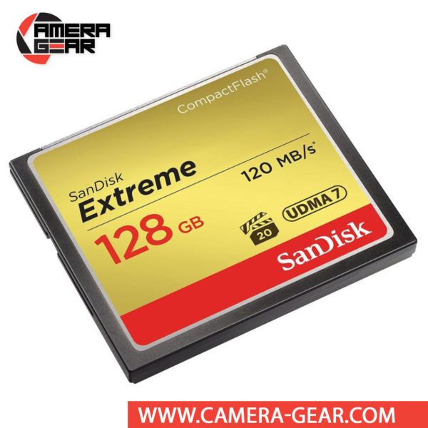 SanDisk 128GB Extreme CompactFlash Memory Card provides a combination of performance, reliability and value. Its provides up to 120MB/s read speed and up to 85MB/s write speed