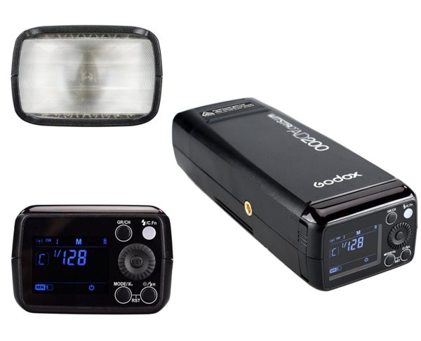 Godox AD200 Witstro is an extremely popular portable battery powered studio strobe. It is a very versatile, compact, radio enabled, TTL studio light which is great for indoor or outdoor shooting