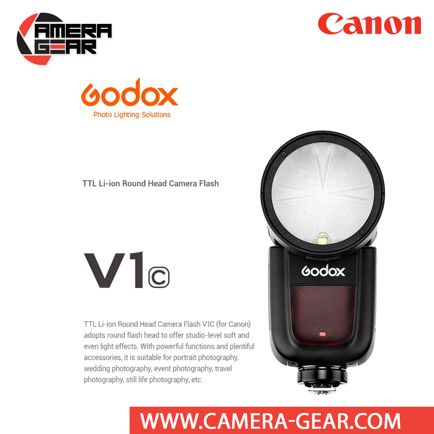 Godox V1-S Speedlight, Round Head, for Sony Cameras