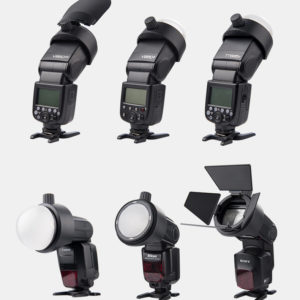 Godox AK-R1 magnetic accessory kit is designed for use with Godox V1 round head flash speedlite and H200R head for Godox AD200. This kit contains magnetically-attached modifiers that maximize the capabilities of those products. The AK-R1 kit is also compatible with any other speedlight with the S-R1 adapter.