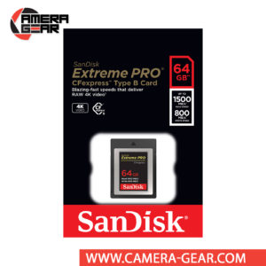 SanDisk 64GB Extreme PRO CFexpress Card Type B is designed to deliver speeds necessary for working with smooth, raw 4K video captures. Sandisk's Extreme Pro CFexpress card set a new benchmark in memory card performance.