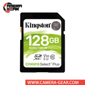 Kingston 128GB Canvas Select Plus UHS-I SDXC Memory Card is designed with exceptional performance, speed and durability for heavy workloads such as transferring and developing high-resolution photos or capturing and editing full HD and 4K UHD videos.