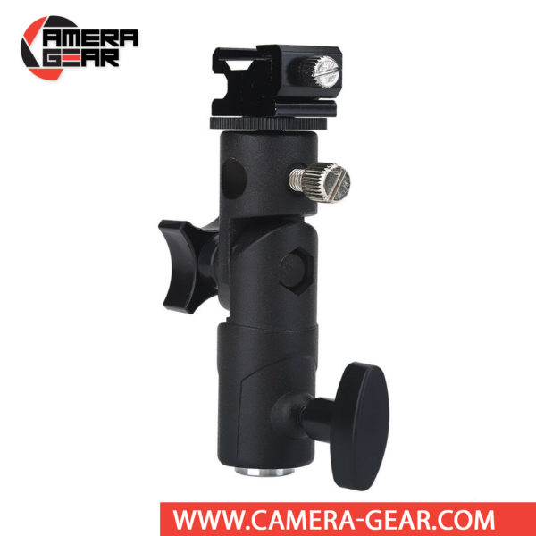 E-Type Adjustable Flash Shoe Mount Umbrella Bracket lets you adjust the umbrella and flash in different angles. It is suitable for all speedlites/flashes with standard hot-shoe mount