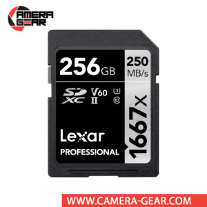 Lexar 256GB Professional 1667x UHS-II SDXC Memory Card delivers maximum performance to improve shooting and workflow. The card is rated at 250MB/s read speed and 90MB/s write speed