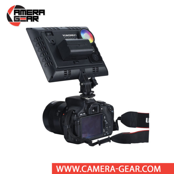 Yongnuo YN300 Air II On Camera LED Light is a professional LED light for both photo and video work. It features both 3200K and 5600K LED bulbs, as well as RGB bulbs. The RGB color can be adjusted via touch panel of remote control