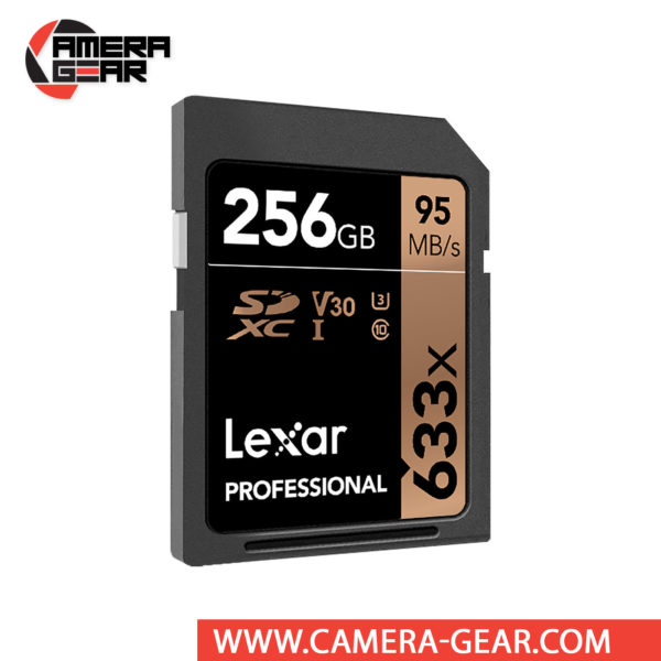 Lexar 256GB Professional 633x UHS-I SDXC Memory Card is compatible with the UHS-I bus and features a speed class rating of U3, which guarantees minimum write speeds of 30 MB/s. Read speeds are supported up to 95 MB/s and write speeds max out at 45 MB/s.