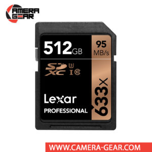 Lexar 512GB Professional 633x UHS-I SDXC Memory Card is compatible with the UHS-I bus and features a speed class rating of U3, which guarantees minimum write speeds of 30 MB/s. Read speeds are supported up to 95 MB/s and write speeds max out at 45 MB/s.