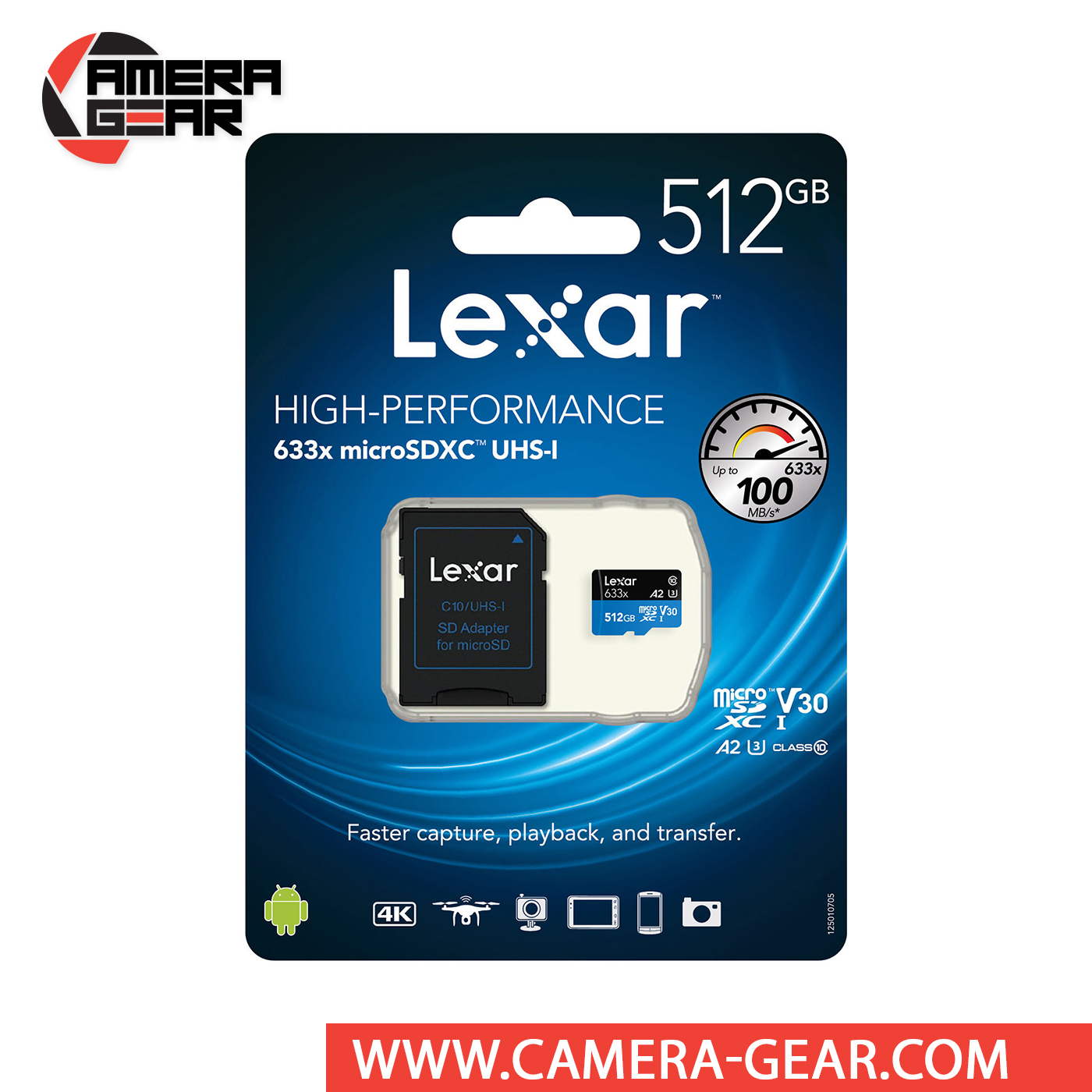 Lexar 512GB UHS-I microSDXC Memory Card with SD Adapter