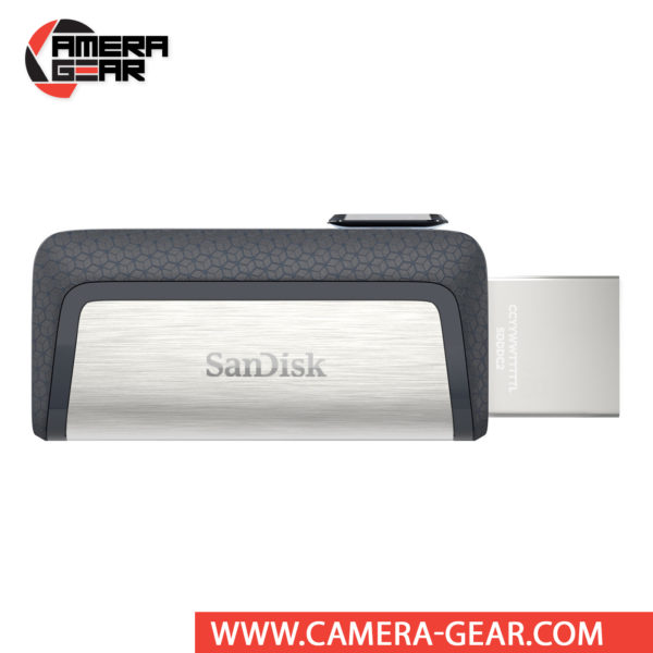 SanDisk 32GB Ultra Dual Drive USB Type-C Flash Drive supports data read speeds of up to 150 MB/s and features two connectors, one standard USB and one USB Type-C connector.