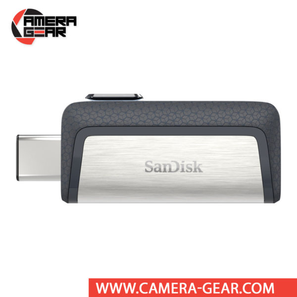 SanDisk 128GB Ultra Dual Drive USB Type-C Flash Drive supports data read speeds of up to 150 MB/s and features two connectors, one standard USB and one USB Type-C connector.