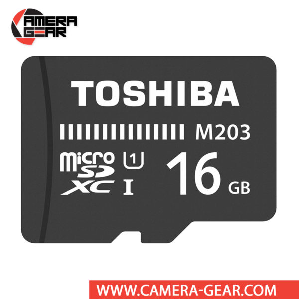 Toshiba 16GB M203 UHS-I microSDHC Memory Card is budget-friendly memory card designed for users on the go who require additional storage for their mobile devices. The card is water-resistant, shock-proof and features an impressive read speed of up to 100MB/s.