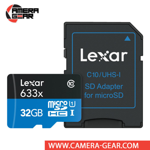 Lexar 32GB UHS-I microSDHC High-Performance Memory Card with SD Adapter is designed to provide plenty of storage for tablets, mobile phones, capturing fast-action photos with action cameras, and recording Full HD video with drones