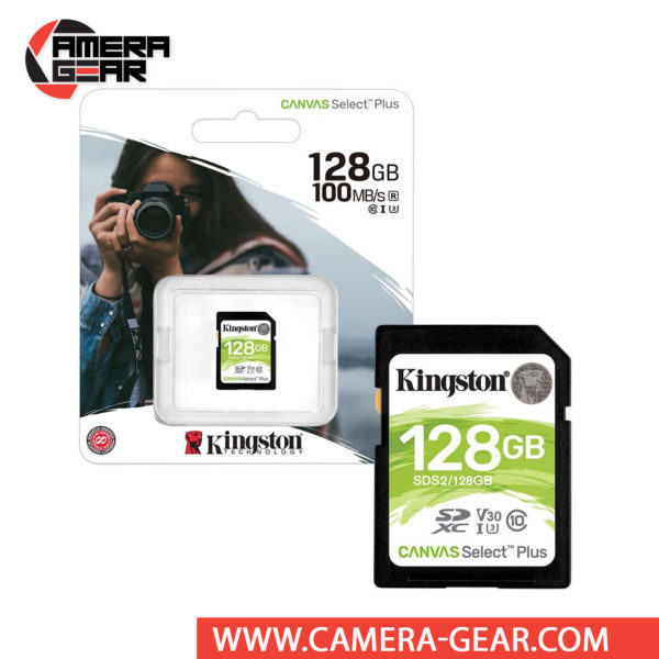 Kingston 128GB Canvas Select Plus UHS-I SDXC Memory Card is designed with exceptional performance, speed and durability for heavy workloads such as transferring and developing high-resolution photos or capturing and editing full HD and 4K UHD videos.
