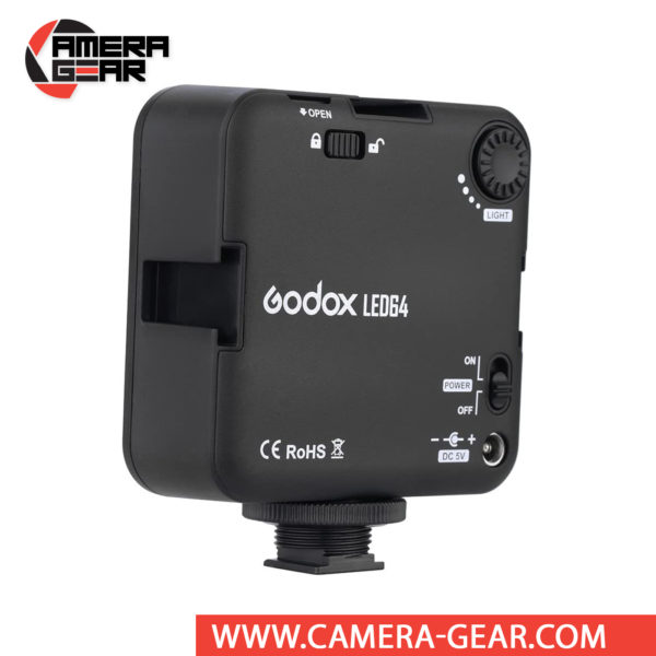 Godox LED64 is a very compact LED light that fits almost any DSLR camera and camcorder. Godox LED 64 can be interlocked in array to achieve stronger output