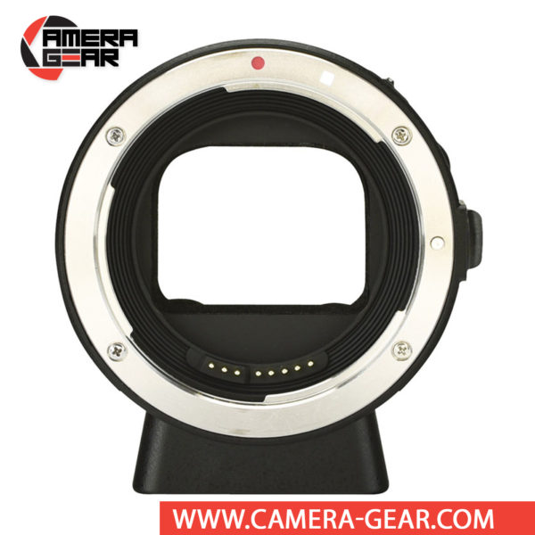 Yongnuo EF-E II Lens Adapter for Canon EF/EF-S Lens to Sony E-Mount Camera is equipped with a USB socket for firmware updates and supports both phase and contrast detection autofocus. The adapter supports Canon Image Stabilization as well. 