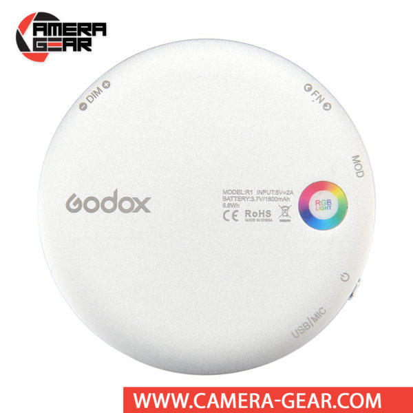 Godox R1 Round Mini RGB LED Magnetic Light is a LED-powered light designed to be compact and portable for photographers and videographers on the go. It is a compact light that features integrated magnets for Godox’s AK-R1 round head accessories (sold separately) and securing to surfaces for easy mounting. Much more affordable than similar Profoto C1