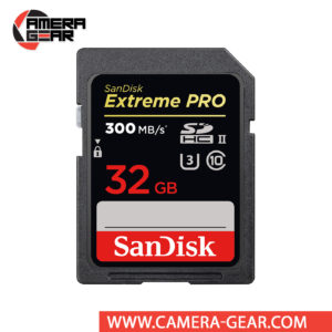 SanDisk 32GB Extreme PRO UHS-II SDHC Memory Card delivers maximum performance to improve shooting and workflow. The card is rated at 300MB/s read speed and 260MB/s write speed