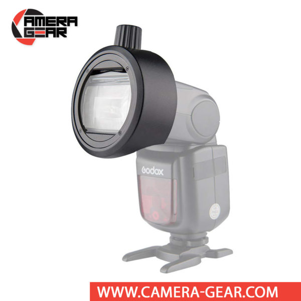 Godox S-R1 can make Godox camera flashes, e.g. V860II, TT685 and TT600 series install AK-R1 round head accessories to achieve creative light effects. It can also be attached on camera flashes of other brands, e.g. Canon, Nikon, Sony, etc.
