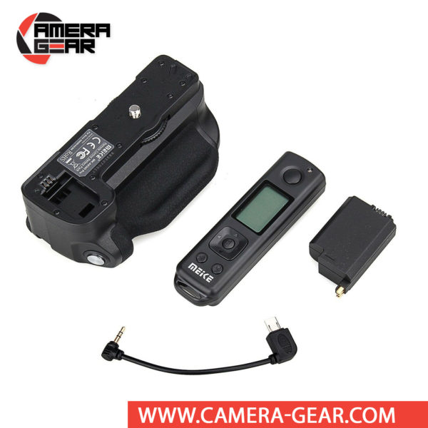 Battery Grip for Sony A6400, A6300 and A6000, Meike MK-A6300 Pro offers both extended battery life and a more comfortable grip when shooting in the vertical orientation. The grip accepts two NP-FW50 batteries to effectively double the battery life for long shooting sessions. Wireless remote control included