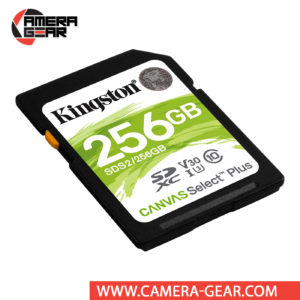 Kingston 256GB Canvas Select Plus UHS-I SDXC Memory Card is designed with exceptional performance, speed and durability for heavy workloads such as transferring and developing high-resolution photos or capturing and editing full HD and 4K UHD videos.