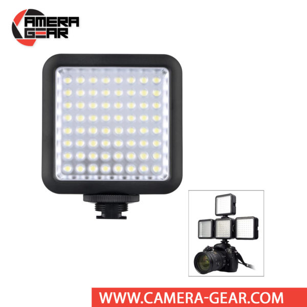 Godox LED64 is a very compact LED light that fits almost any DSLR camera and camcorder. Godox LED 64 can be interlocked in array to achieve stronger output