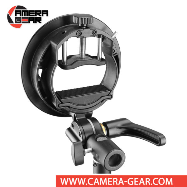 Godox S2 Speedlite Bracket for Bowens is the updated version of original Godox S-type bracket. The new bracket is adjustable to fit more speedlites and flashes. It has less size and is more compact and portable than the original S type bracket.