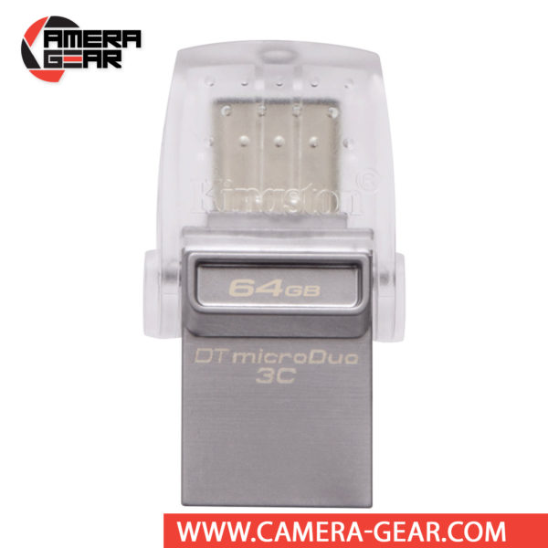 Kingston 64GB DataTraveler microDuo 3C supports data read speeds of up to 100 MB/s and data write speeds of up to 15 MB/s. This USB flash drive features two connectors, one standard USB and one USB Type-C connector.
