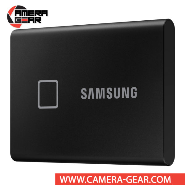 Samsung 500GB T7 Touch Portable SSD is a compact and secure storage solution that fits in the palm of your hand. Roughly the size of a few stacked credit cards, the T7 Touch is equipped 256-bit AES encryption, a fingerprint reader, and password protection