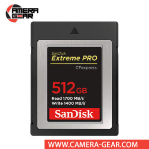 SanDisk 512GB Extreme PRO CFexpress Card Type B is designed to deliver speeds necessary for working with smooth, raw 4K video captures. Sandisk's Extreme Pro CFexpress card set a new benchmark in memory card performance.