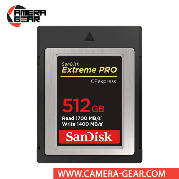 SanDisk 512GB Extreme PRO CFexpress Card Type B is designed to deliver speeds necessary for working with smooth, raw 4K video captures. Sandisk's Extreme Pro CFexpress card set a new benchmark in memory card performance.