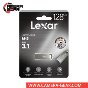 Lexar 128GB JumpDrive M45 USB 3.1 Flash Drive lets you experience high-speed USB 3.1 performance of up to 250MB/s which is faster than standard USB 2.0 drives.