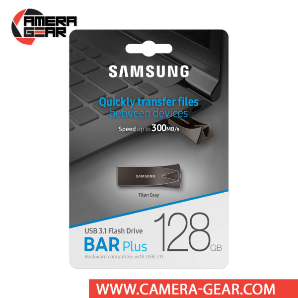 Samsung 128GB USB 3.1 Bar Plus Flash Drive lets you experience high-speed USB 3.1 performance of up to 300MB/s which is faster than standard USB 2.0 drives. The drive has a beautiful design while still being able to take a beating and it can be picked up for a very attractive price.