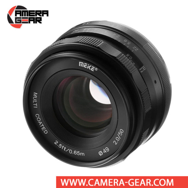 Meike 50mm f/2 Lens for Fuji X Mount Cameras is an extremely versatile lens that features bright f/2 maximum aperture to suit working with selective focus techniques as well as in difficult lighting conditions. It is a compact, lightweight, manual focus lens suitable for videography, portraiture, street photography, wedding and event photography and much more.