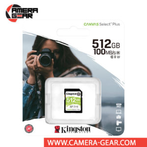 Kingston 512GB Canvas Select Plus UHS-I SDXC Memory Card is designed with exceptional performance, speed and durability for heavy workloads such as transferring and developing high-resolution photos or capturing and editing full HD and 4K UHD videos.