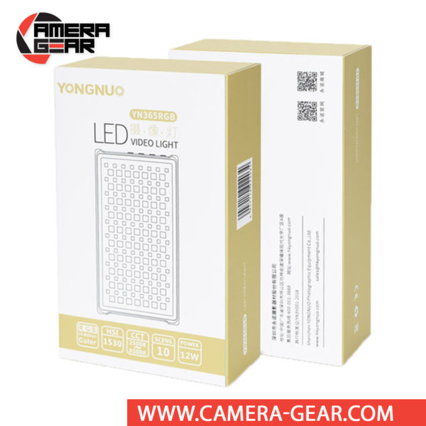 Yongnuo YN365 On-Camera RGB LED Light features RGB LEDs, as well as both tungsten and daylight balanced LEDs, creating a full hue controllable LED light. This lightweight LED light easily fits in the palm of your hand and can be mounted using the built-in 1/4"-20 threaded mounting hole. 