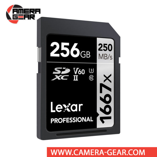 Lexar 256GB Professional 1667x UHS-II SDXC Memory Card delivers maximum performance to improve shooting and workflow. The card is rated at 250MB/s read speed and 90MB/s write speed